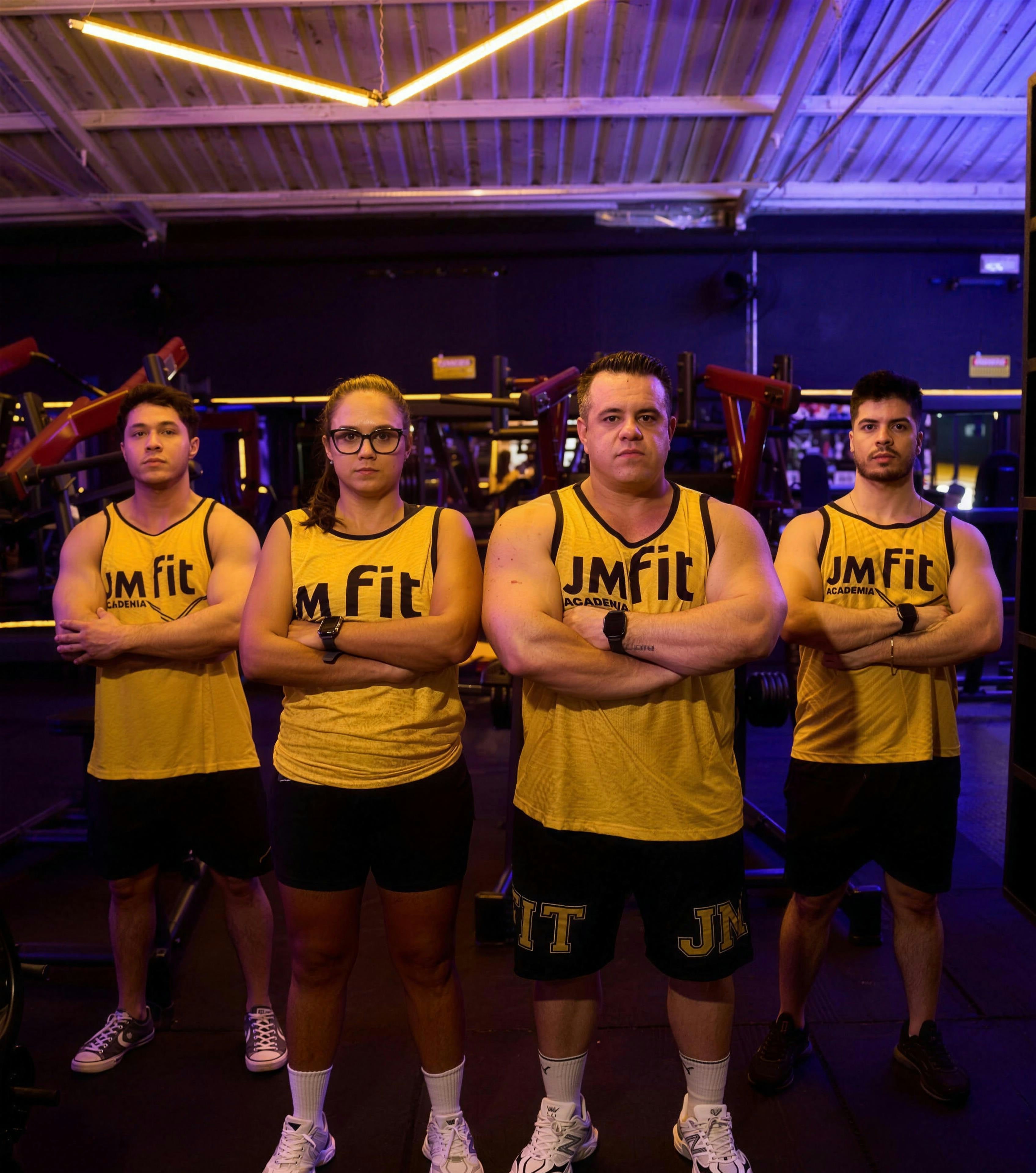 Equipe da JMfit Academia reunida no salão